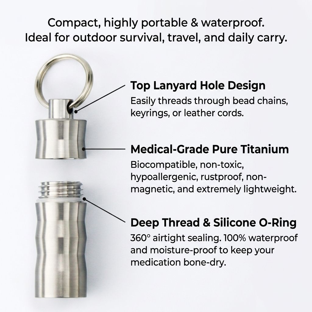 Tivosy Pure Titanium Pill Hold - огляд і ціна Pill Fob Capsule